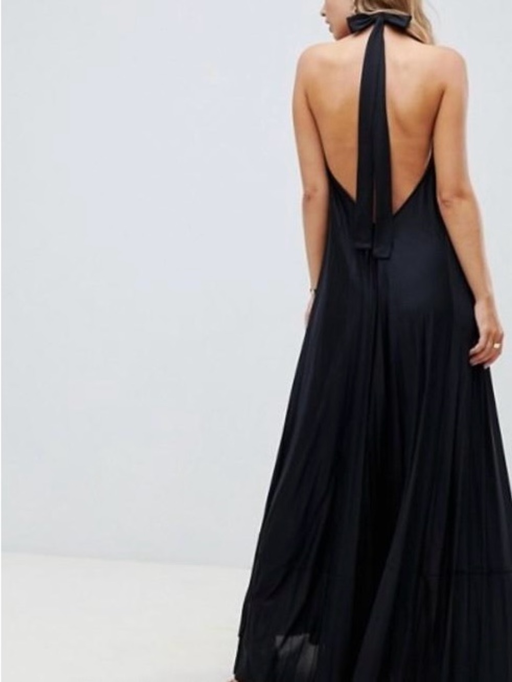 ASOS Black Halter Backless Maxi Dress